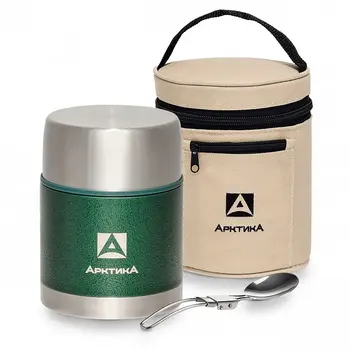 Термос Арктика 306-600A с широким горлом в чехле, green 0.6 green 1
