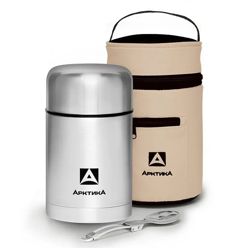 Термос Арктика 301-750А с широким горлом в чехле, steel 0.75 steel 2
