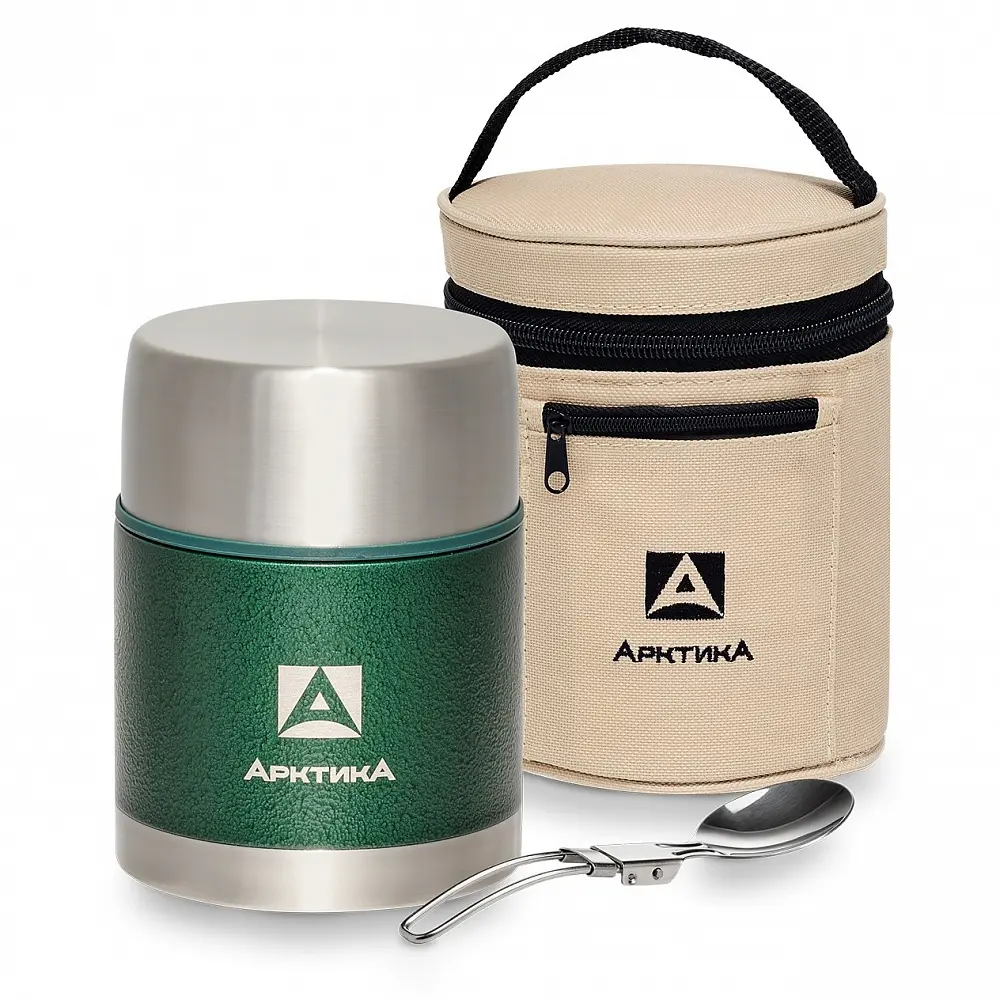 Термос Арктика 306-600A с широким горлом в чехле, green 0.6 green 1