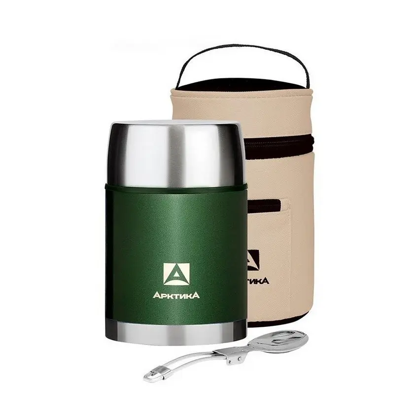 Термос Арктика 306-1000A с широким горлом в чехле, green 1 green 1